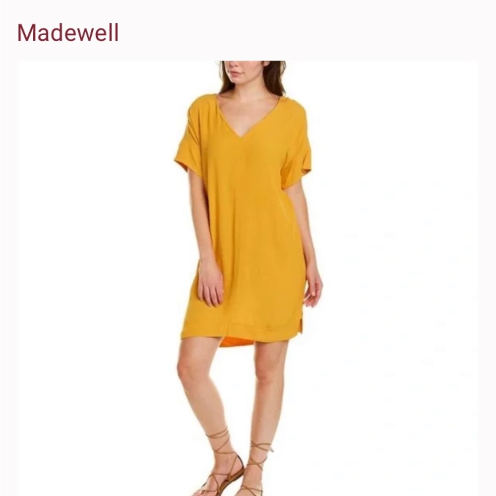 Madewell women’s Novel V-neck T-shirt viscose mustard yellow dress XS